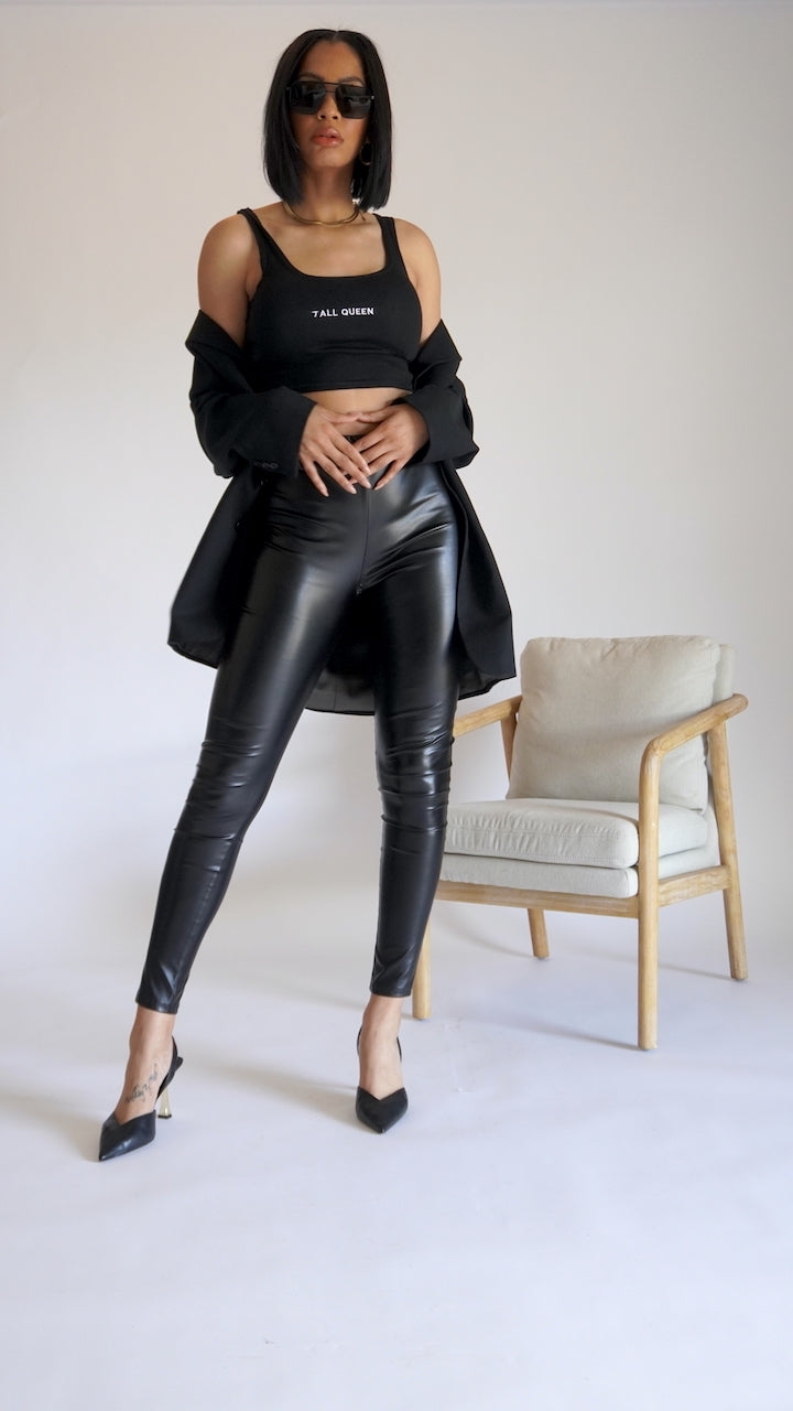 Tall Queen Faux Leather Leggings